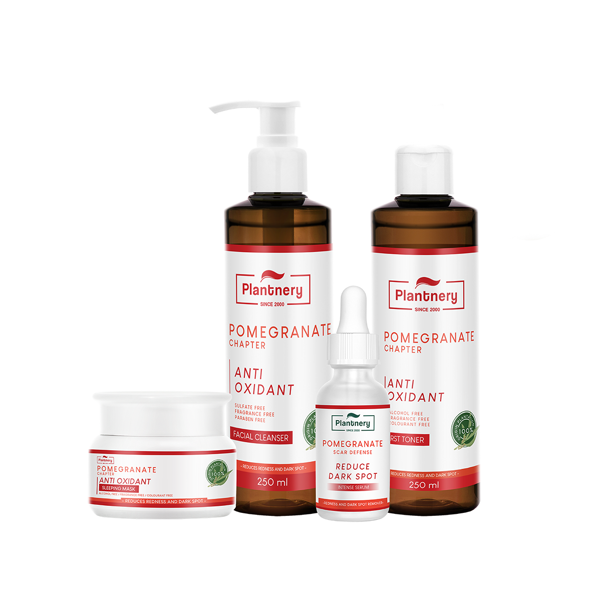 Plantnery Pomegranate Set Exclusive First Toner /Intense Serum/Facial Cleanser /Sleeping Mask